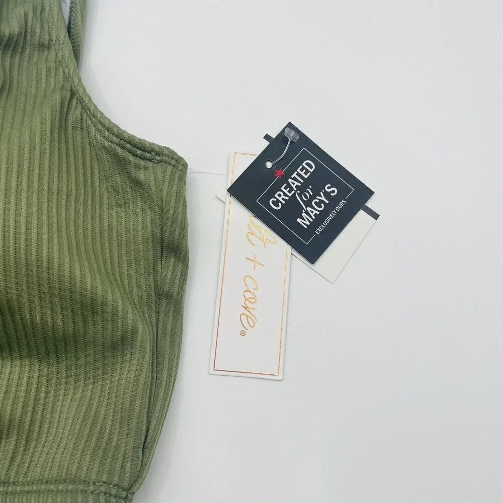 Salt‎ + Cove Juniors Size XL Ribbed Long-Line Bikini Top Swimsuit in Green 1967